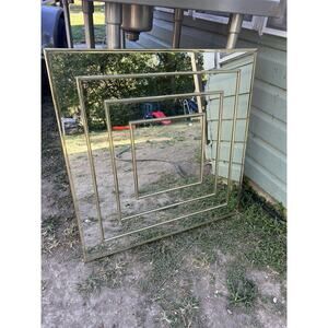 80s DECO GOLD MIRROR - 30"x30" Has water Damage On Back